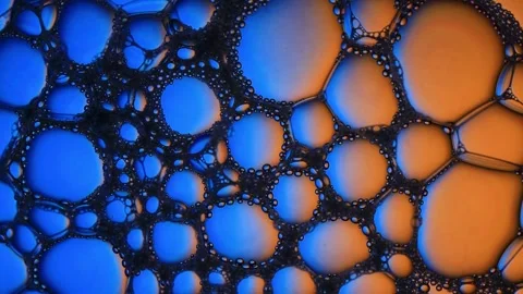 Floping multicolored bubbles. Top view. Close up. Vídeos de archivo 165170317