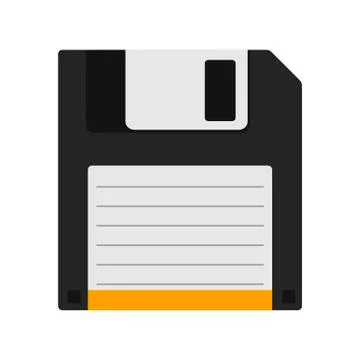 Floppy data storage diskette icon isolated on white background, Vector Stock Illustration