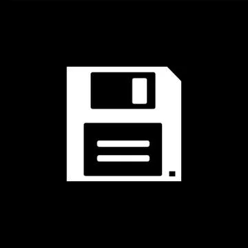 Floppy Disc Icon On Black Background. Black Flat Style Vector Illustration. 스톡 일러스트