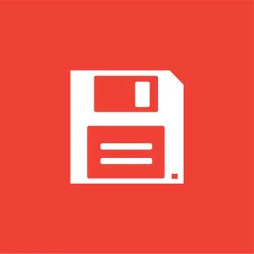Floppy Disc Icon On Red Background. Red Flat Style Vector Illustration Stock Illustration