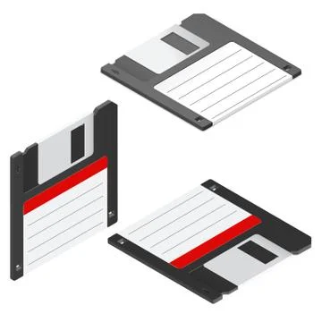 Floppy disc isometric icon set Stock Illustration