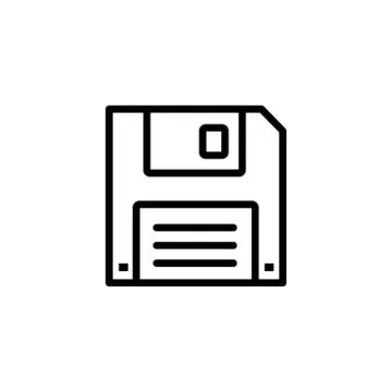 Floppy Disc Line Icon In Flat Style Vector For App, UI, Websites. Black Icon Stock Illustration