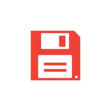 Floppy Disc Red Icon On White Background. Red Flat Style Vector Illustration. Illustrazione stock