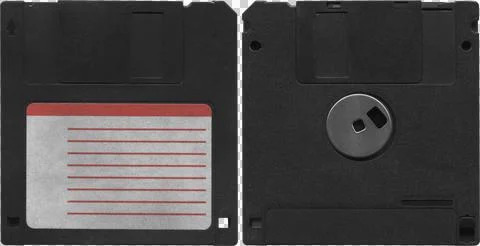 Floppy Disc. two sides isolated a high resolution on a transparent background Stock Photos