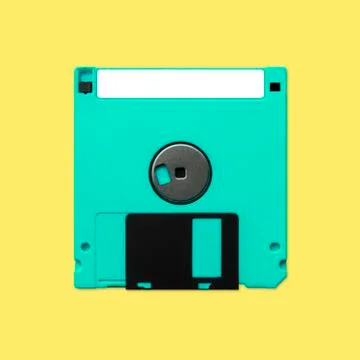Floppy Disk 3.5 Inch Back Nostalgia, Isolated And Presented In Punchy Colors Stock Photos