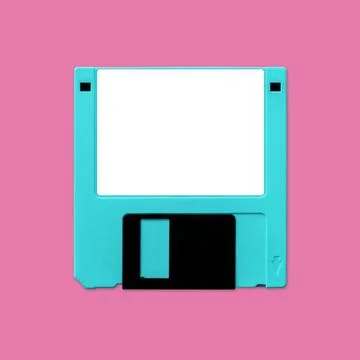 Floppy disk 3.5" inch nostalgia, isolated and presented in punchy pastel colors Stock Photos