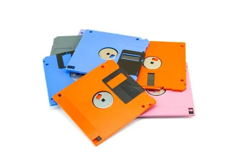 A floppy disk , also called a floppy, diskette isolated white background Stock Photos