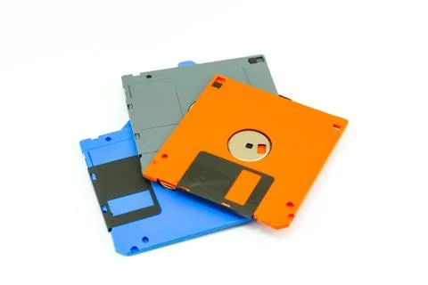 A floppy disk , also called a floppy, diskette isolated white background Stock Photos