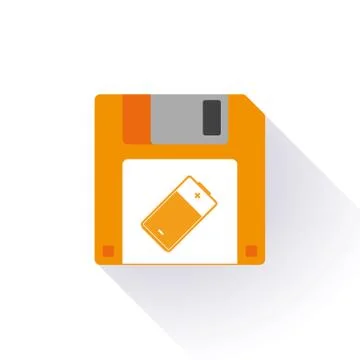 Floppy disk with a battery 스톡 일러스트