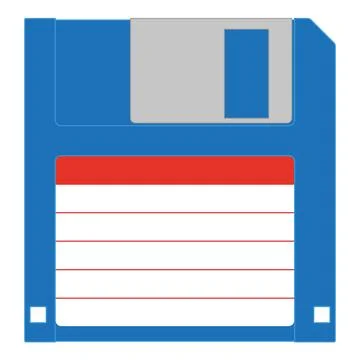 Floppy disk - color vector illustration of floppy diskette, white background Stock Illustration