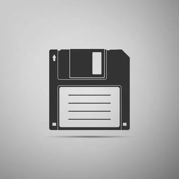 Floppy disk for computer data storage icon isolated on grey background. Diskette Illustrazione stock