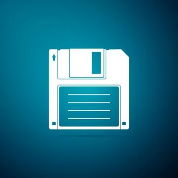 Floppy disk for computer data storage icon isolated on blue background. Diskette Stock Illustration