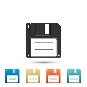 Floppy disk for computer data storage icon isolated on white background 스톡 일러스트