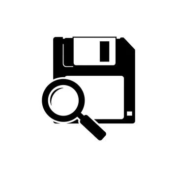 Floppy Disk Data Search and Audit Icon Stock Illustration