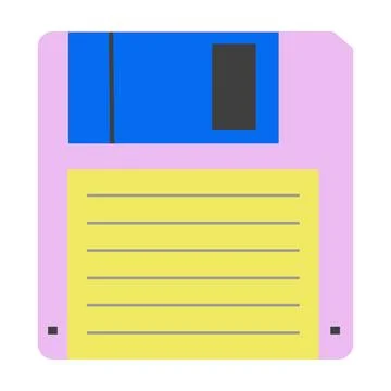 Floppy disk. Device of the 80s, 90s for data storage. Flat style. Vector Stock Illustration
