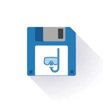 Floppy disk with a diving googles Illustrazione stock