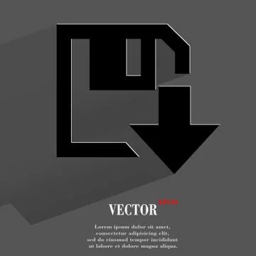 Floppy disk download. Flat modern web button with long shadow and space for y 库存插图