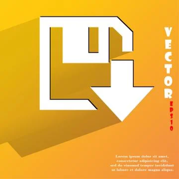 Floppy disk download. Flat modern web button with long shadow and space for y Illustrazione stock