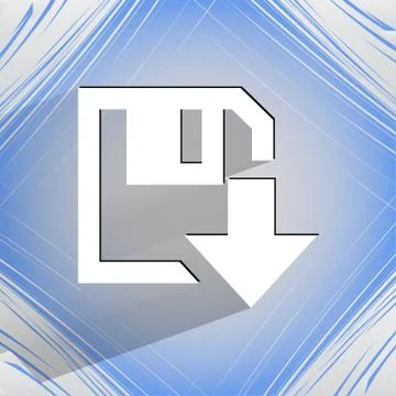 Floppy disk download. Flat modern web design on a flat geometric abstract bac 스톡 일러스트