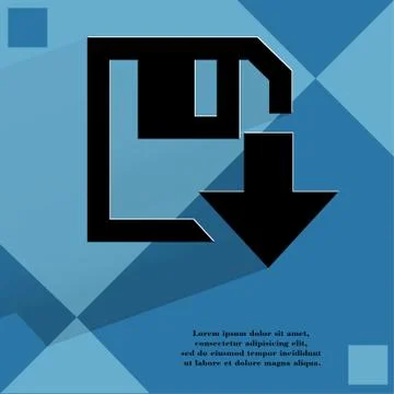 Floppy disk download. Flat modern web design on a flat geometric abstract backgr Stock Illustration
