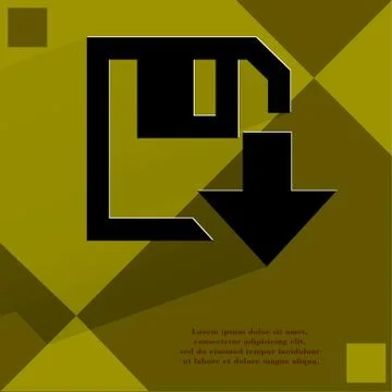Floppy disk download. Flat modern web design on a flat geometric abstract backgr Stock Illustration