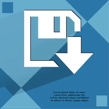 Floppy disk download. Flat modern web design on a flat geometric abstract backgr Stock Illustration