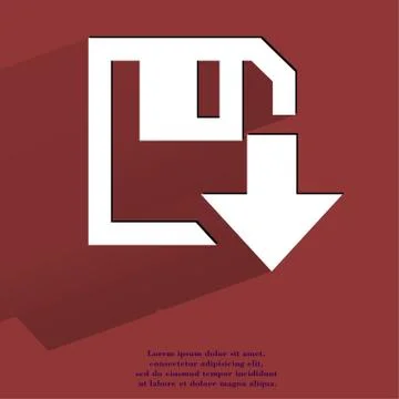 Floppy disk download. Flat modern web button with long shadow and space for your 스톡 일러스트
