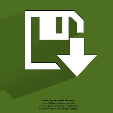 Floppy disk download. Flat modern web button with long shadow and space for your Stockillustratie