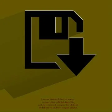 Floppy disk download. Flat modern web button with long shadow and space for your Stock Illustration