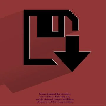 Floppy disk download. Flat modern web button with long shadow and space for your Stock Illustration