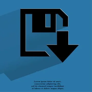 Floppy disk download. Flat modern web button with long shadow and space for your イラスト素材