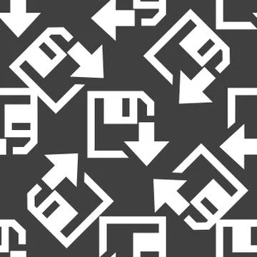 Floppy disk download web icon. flat design. Seamless gray pattern. Stockillustratie