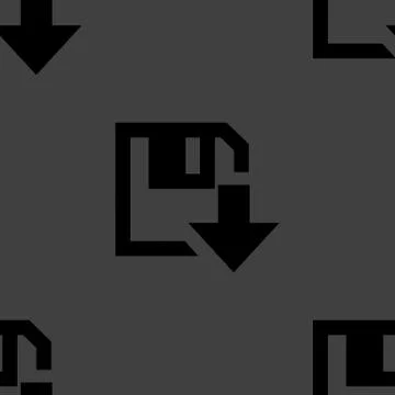 Floppy disk download web icon. flat design. Seamless gray pattern. イラスト素材