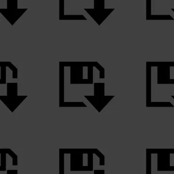 Floppy disk download web icon. flat design. Seamless gray pattern. Stock Illustration