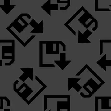 Floppy disk download web icon. flat design. Seamless gray pattern. Stock Illustration