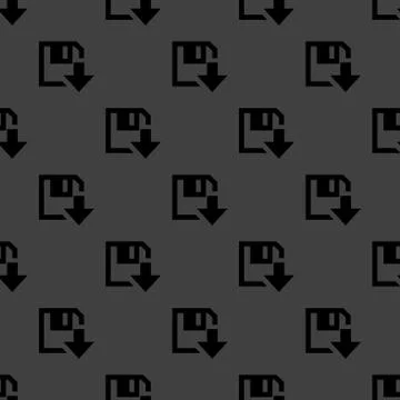 Floppy disk download web icon. flat design. Seamless gray pattern. Stockillustratie