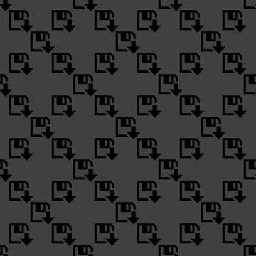 Floppy disk download web icon. flat design. Seamless gray pattern. Stock Illustration