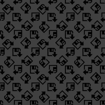 Floppy disk download web icon. flat design. Seamless gray pattern. Stock Illustration