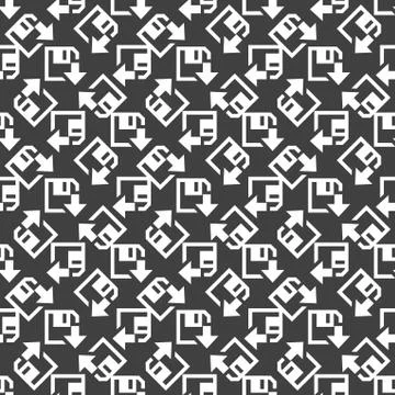 Floppy disk download web icon. flat design. Seamless gray pattern. Stockillustratie