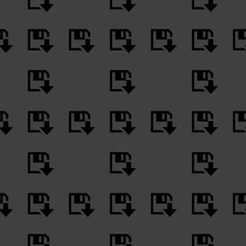 Floppy disk download web icon. flat design. Seamless gray pattern. 스톡 일러스트