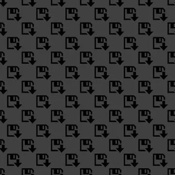 Floppy disk download web icon. flat design. Seamless gray pattern. Stockillustratie