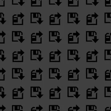 Floppy disk download web icon. flat design. Seamless gray pattern. 스톡 일러스트