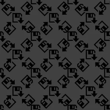 Floppy disk download web icon. flat design. Seamless gray pattern. 스톡 일러스트