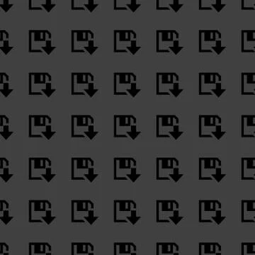 Floppy disk download web icon. flat design. Seamless gray pattern. 스톡 일러스트