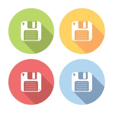 Floppy Disk Flat Icons Set Stock Illustration