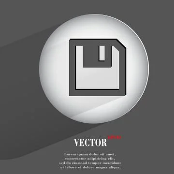Floppy disk. Flat modern web button with long shadow and space for your text 库存插图