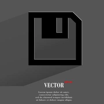 Floppy disk. Flat modern web button with long shadow and space for your text Stock Illustration