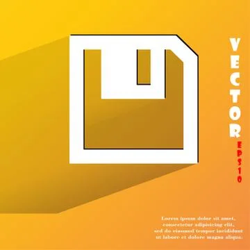 Floppy disk. Flat modern web button with long shadow and space for your text 库存插图