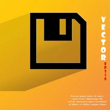 Floppy disk. Flat modern web button with long shadow and space for your text Illustrazione stock