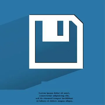 Floppy disk. Flat modern web button with long shadow and space for your text Illustrazione stock